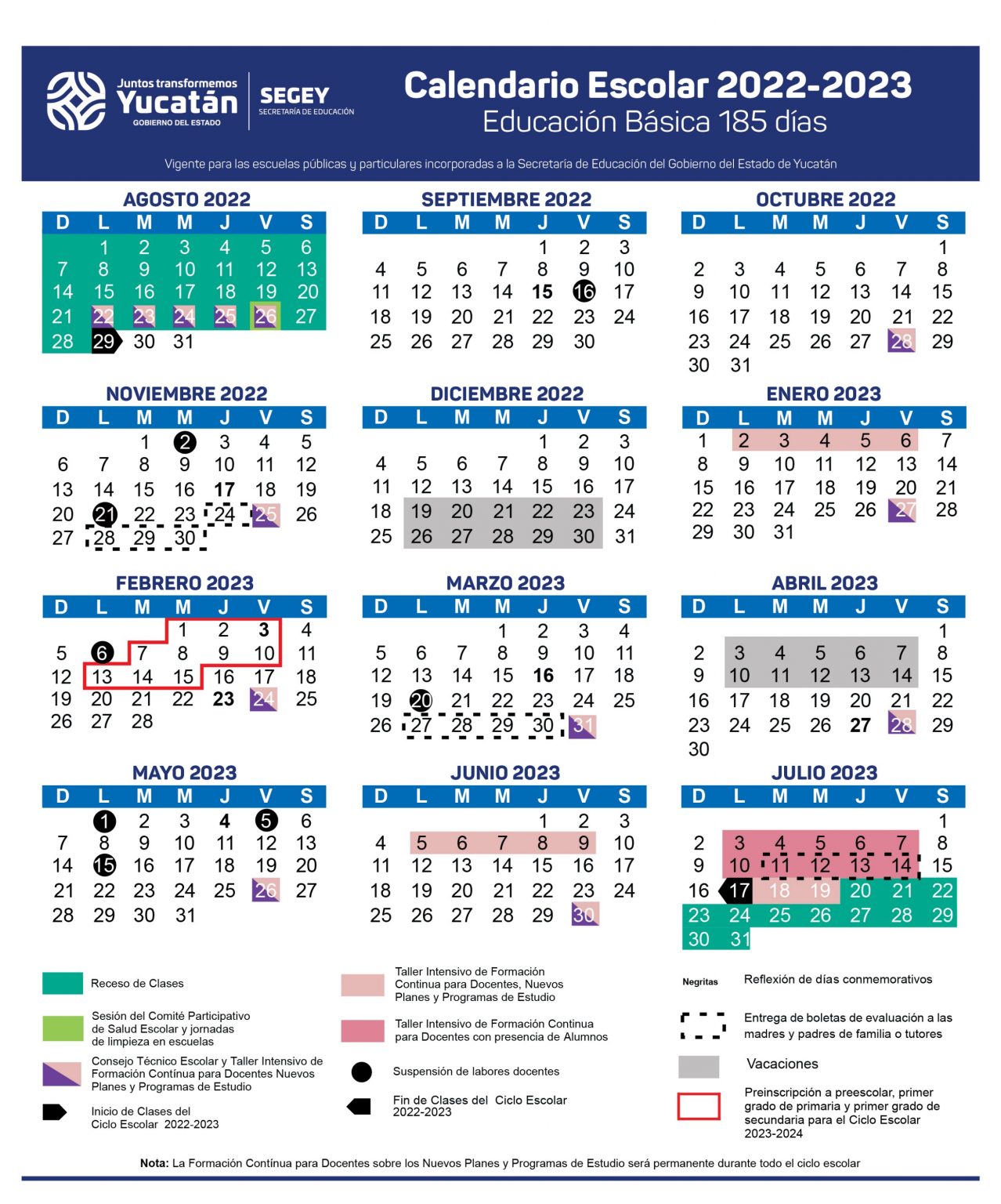 Segey presenta Calendario Escolar 20222023 de 185 días MisNoticias